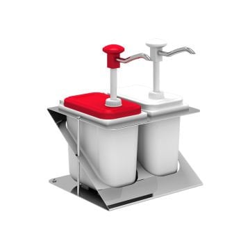 Plastik / Basmalı Sos Pompası, Sos Kabı 1,9 L / 2' li Z Stant