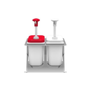 Plastik / Basmalı Sos Pompası, Sos Kabı 1,9 L / 2' li Z Stant
