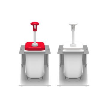 Plastik / Basmalı Sos Pompası, Sos Kabı 1,9 L / Tekli Z Stant