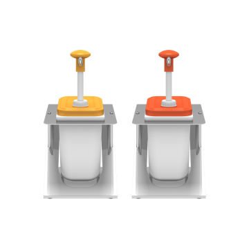 Plastik / Basmalı Sos Pompası, Sos Kabı 1,9 L / Tekli Z Stant