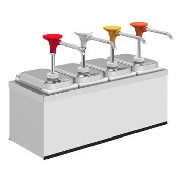 Paslanmaz Çelik / Basmalı Sos Pompası, Sos Kabı 1,9 L / 4' lü Stant