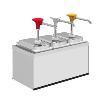 Paslanmaz Çelik / Basmalı Sos Pompası, Sos Kabı 1,9 L / 3' lü Stant