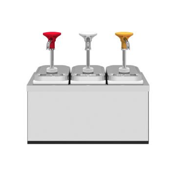 Paslanmaz Çelik / Basmalı Sos Pompası, Sos Kabı 1,9 L / 3' lü Stant