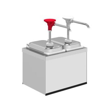 Paslanmaz Çelik / Basmalı Sos Pompası, Sos Kabı 1,9 L / 2' li Stant