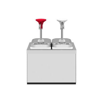 Paslanmaz Çelik / Basmalı Sos Pompası, Sos Kabı 1,9 L / 2' li Stant