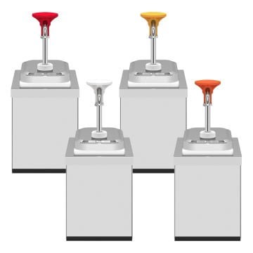 Paslanmaz Çelik / Basmalı Sos Pompası, Sos Kabı 1,9 L / Tekli Stant