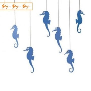 Flensted Mobiles - Sea Horses Blue - Mavi Deniz Atı Tasarımlı Dekoratif Tavan Süsü