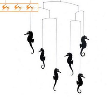 Flensted Mobiles - Sea Horses Black - Siyah Deniz Atı Tasarımlı Dekoratif Tavan Süsü