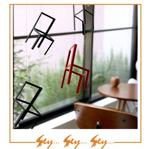 Sandalye Tasarımlı Modern Dekoratif Tavan Süsü - Flying Chairs