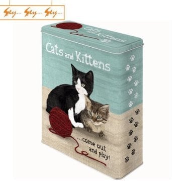 Kedi Baskılı Metal Kutu