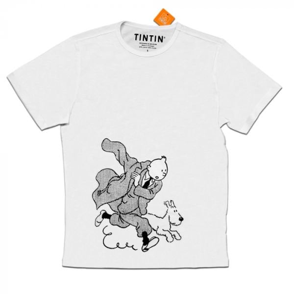 TINTIN T-SHIRT - TINTIN AND SNOWY IN ACTION - TENTEN T-SHIRT - L