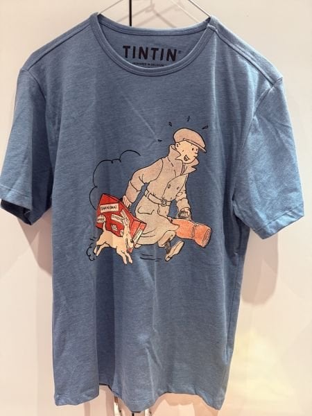 TINTIN T-SHIRT - TINTIN AND SNOWY SUITCASE - TENTEN T-SHIRT - XS