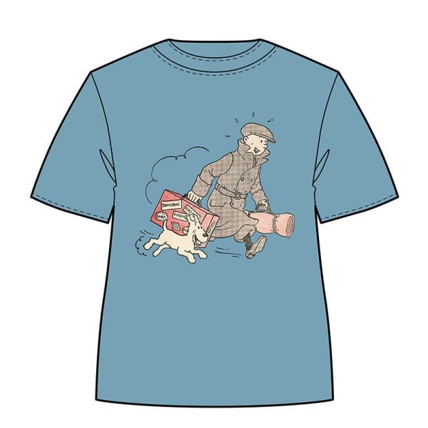 TINTIN T-SHIRT - TINTIN AND SNOWY SUITCASE - TENTEN T-SHIRT - L