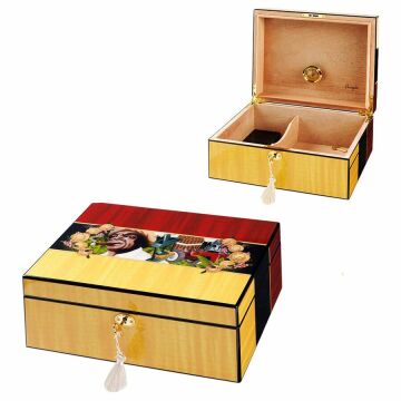 ANGELO CUBAN DESIGN HUMIDOR - KÜBA DESENLİ PURO KUTUSU - 50 'LİK