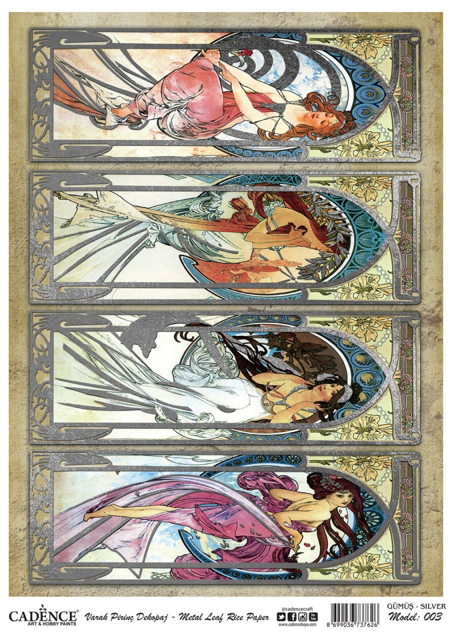 Desenli Varak Pirinç Dekupaj Gümüş 003