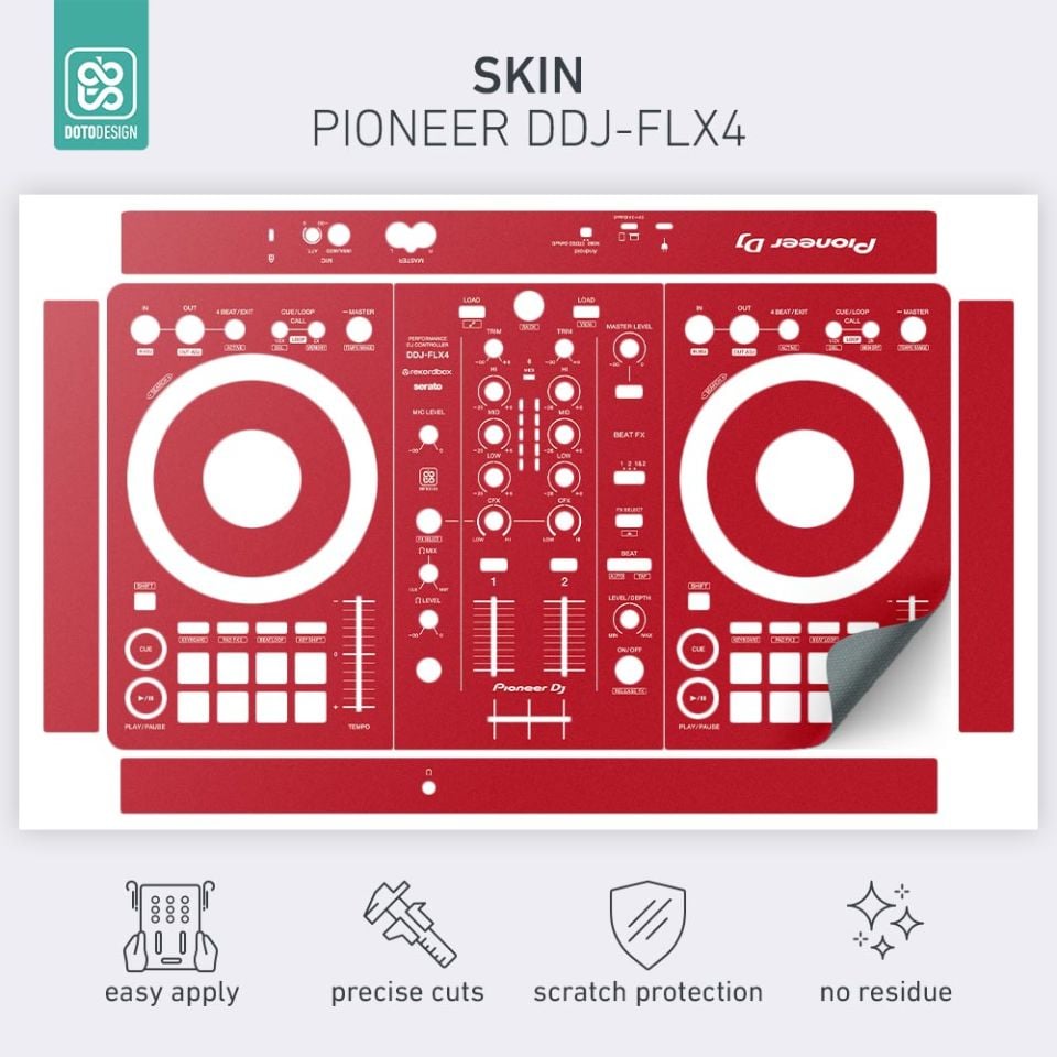 Skin DDJ-FLX4 | FULL COLORS Aurora Red