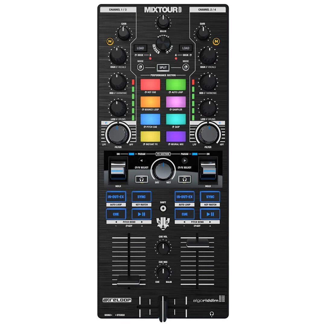 Reloop Mixtour DJコントローラー Reloop Mixtour Pro | Hepsi Bir Arada 4-Deck USB-C Ses Kartlı DJ