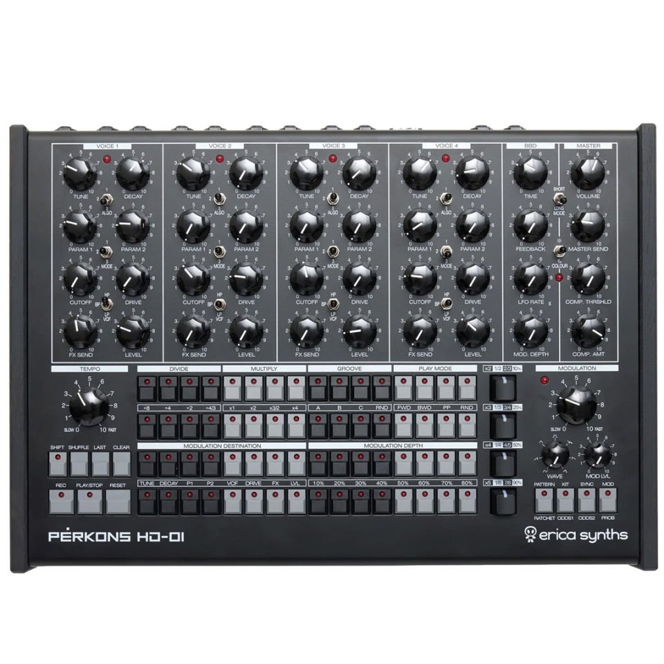 Erica Synths Perkons HD-01 Black | Drum Machine Synthesizer