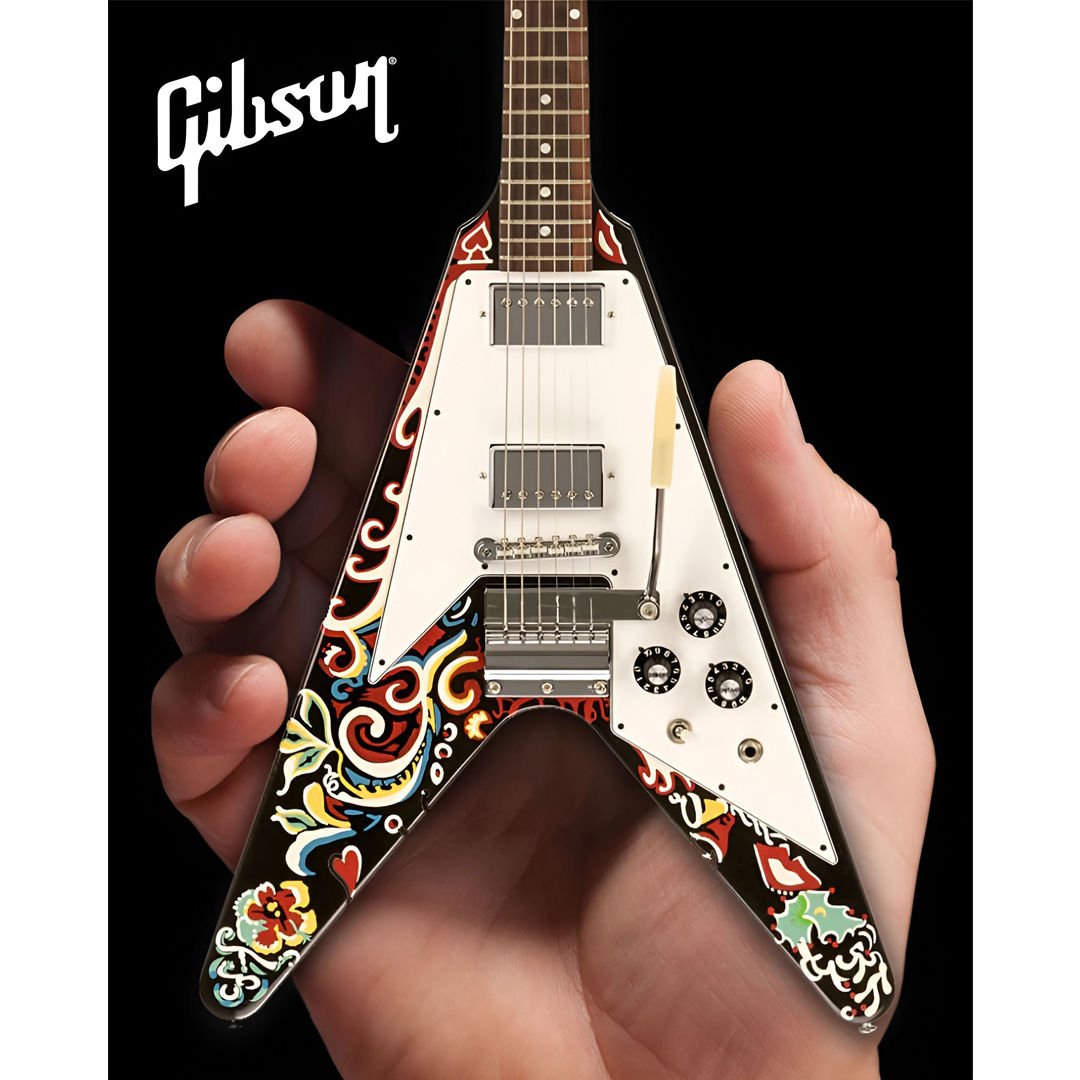 Jimi Hendrix™ Gibson Psychedelic Flying V 1:4 Scale Mini Guitar Model