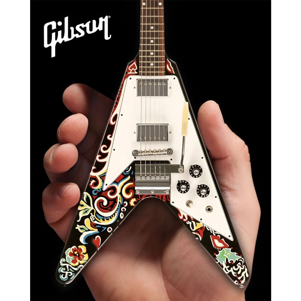 Jimi Hendrix™ Gibson Psychedelic Flying V 1:4 Scale Mini Guitar Model
