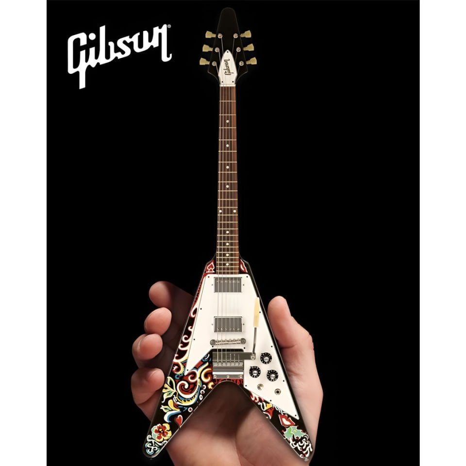 Jimi Hendrix™ Gibson Psychedelic Flying V 1:4 Scale Mini Guitar Model