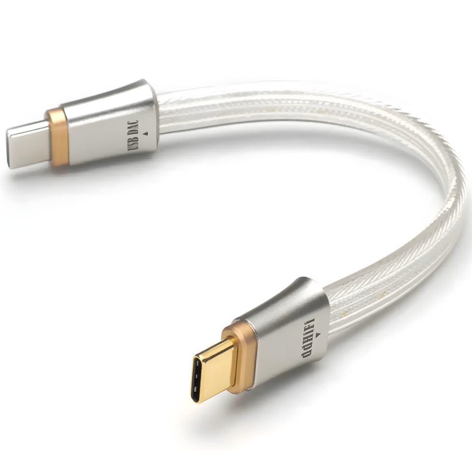 TC19CC | Üst Düzey Saf Gümüş Dijital Sinyal Kablosu | USB-C to USB-C OTG Kablo - 10cm