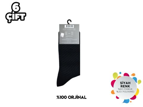 Pierre Cardin 731-Siyah Erkek Penye Çorap 6'lı