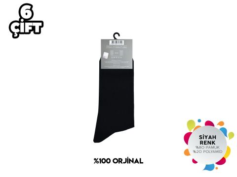 Pierre Cardin 738-Siyah Erkek Penye Çorap 6'lı