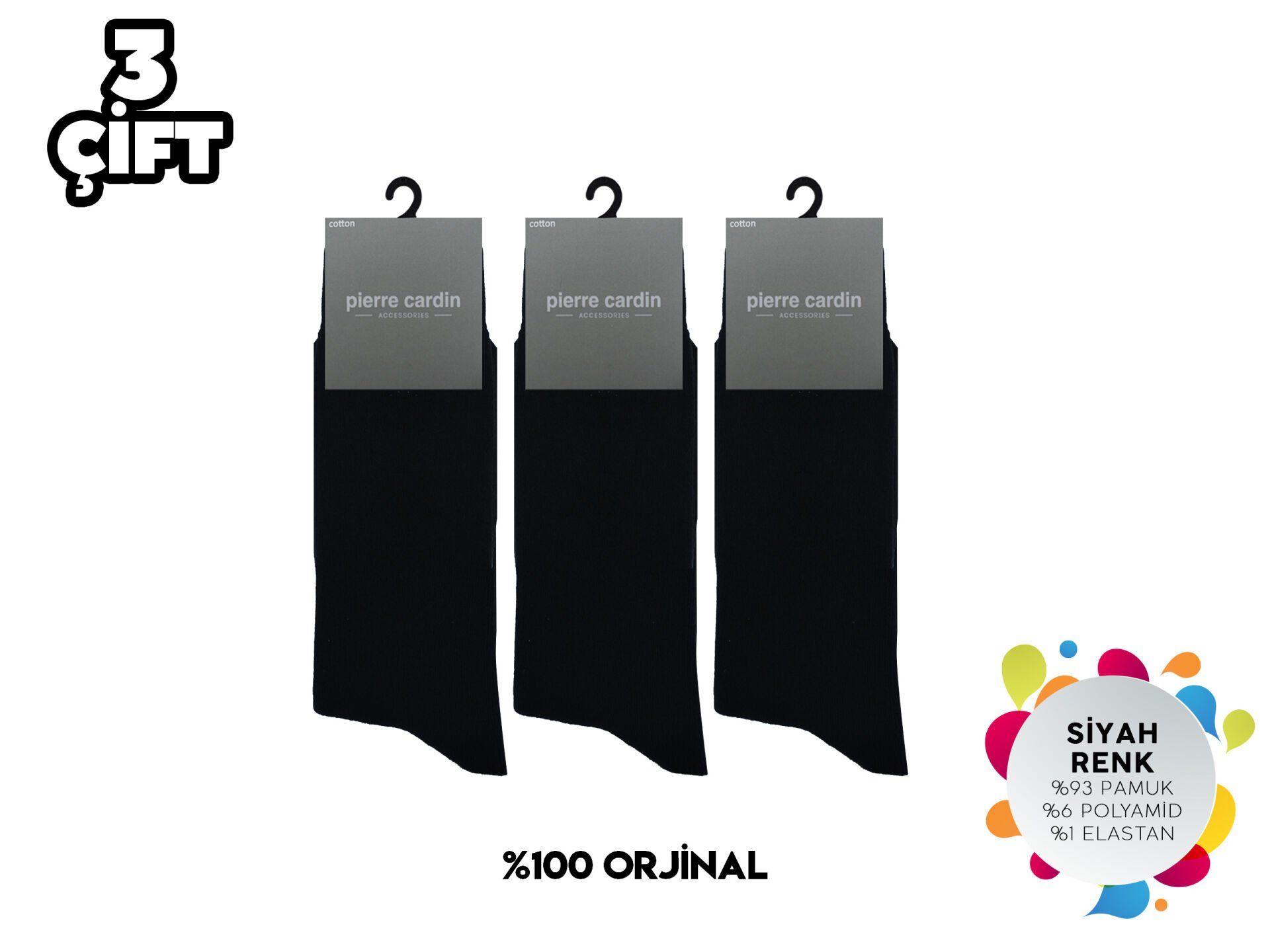 Pierre Cardin 525-Siyah Erkek Termal Havlu Çorap 3'lü