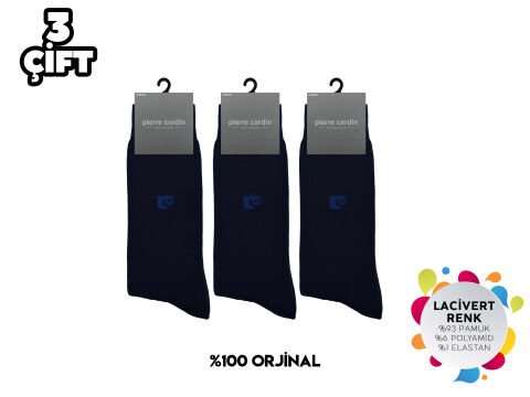 Pierre Cardin 526-Lacivert Erkek Termal Havlu Çorap 3'lü
