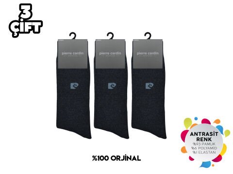 Pierre Cardin 526-Antrasit Erkek Termal Havlu Çorap 3'lü