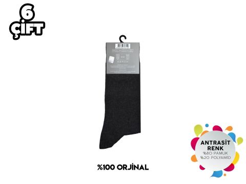 Pierre Cardin 536-Antrasit Erkek Penye Likralı Çorap 6'lı