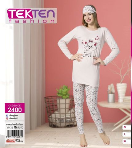 Tekten 2400 Bayan Uzun Kol Pijama Takımı