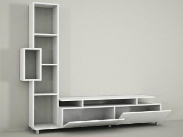 Dekorister Tulip Kitaplıklı Tv Ünitesi Beyaz