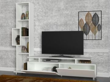 Dekorister Tulip Kitaplıklı Tv Ünitesi Beyaz