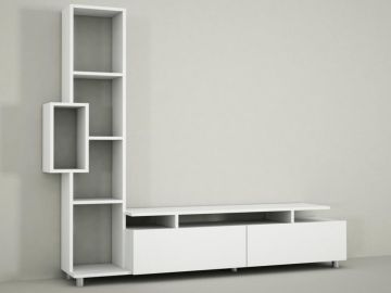Dekorister Tulip Kitaplıklı Tv Ünitesi Beyaz