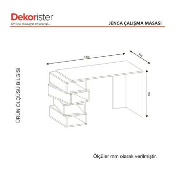 Dekorister Jenga Çalışma Masası Beyaz