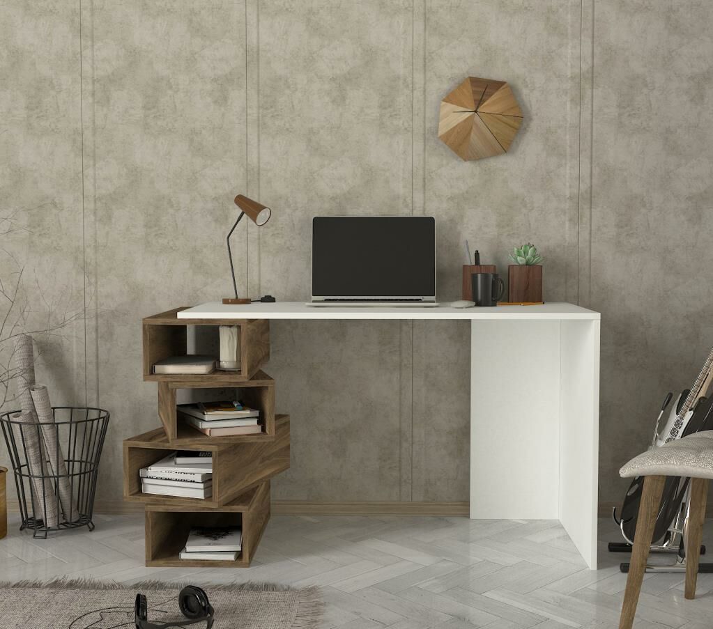 Dekorister Jengal Çalışma Masası Beyaz-Ceviz