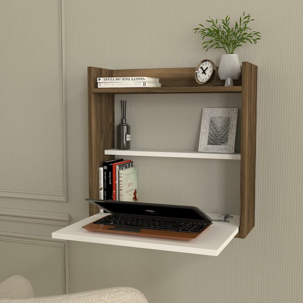 Dekorister Laptop Çalışma Masası Beyaz-Ceviz