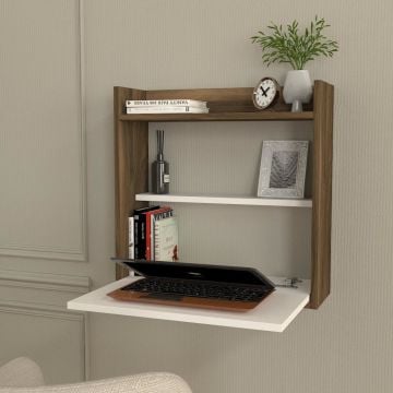 Dekorister Laptop Çalışma Masası Beyaz-Ceviz