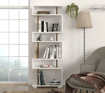 Dekorister Blok Kitaplık Beyaz-Ceviz