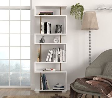 Dekorister Blok Kitaplık Beyaz-Ceviz