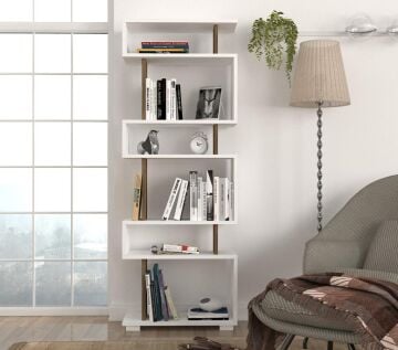Dekorister Blok Kitaplık Beyaz-Ceviz