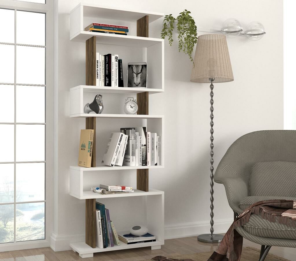 Dekorister Blok Kitaplık Beyaz-Ceviz