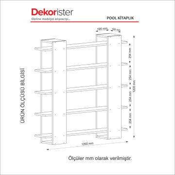 Dekorister Pool Kitaplık Beyaz-Ceviz