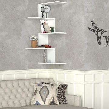 Dekorister Caniko Köşe Duvar Rafı Beyaz