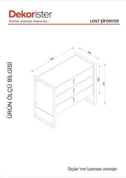 Dekorister Exclusive Lost Metal 3 Çekmeceli Şifonyer Ceviz