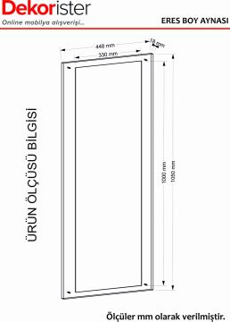 Dekorister Eres Boy Aynası Ceviz - 105*45