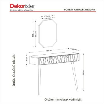 Dekorister Exclusive Forest Aynalı Dresuar Ceviz - Sardunya