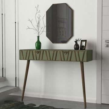 Dekorister Exclusive Forest Aynalı Dresuar Ceviz - Sardunya